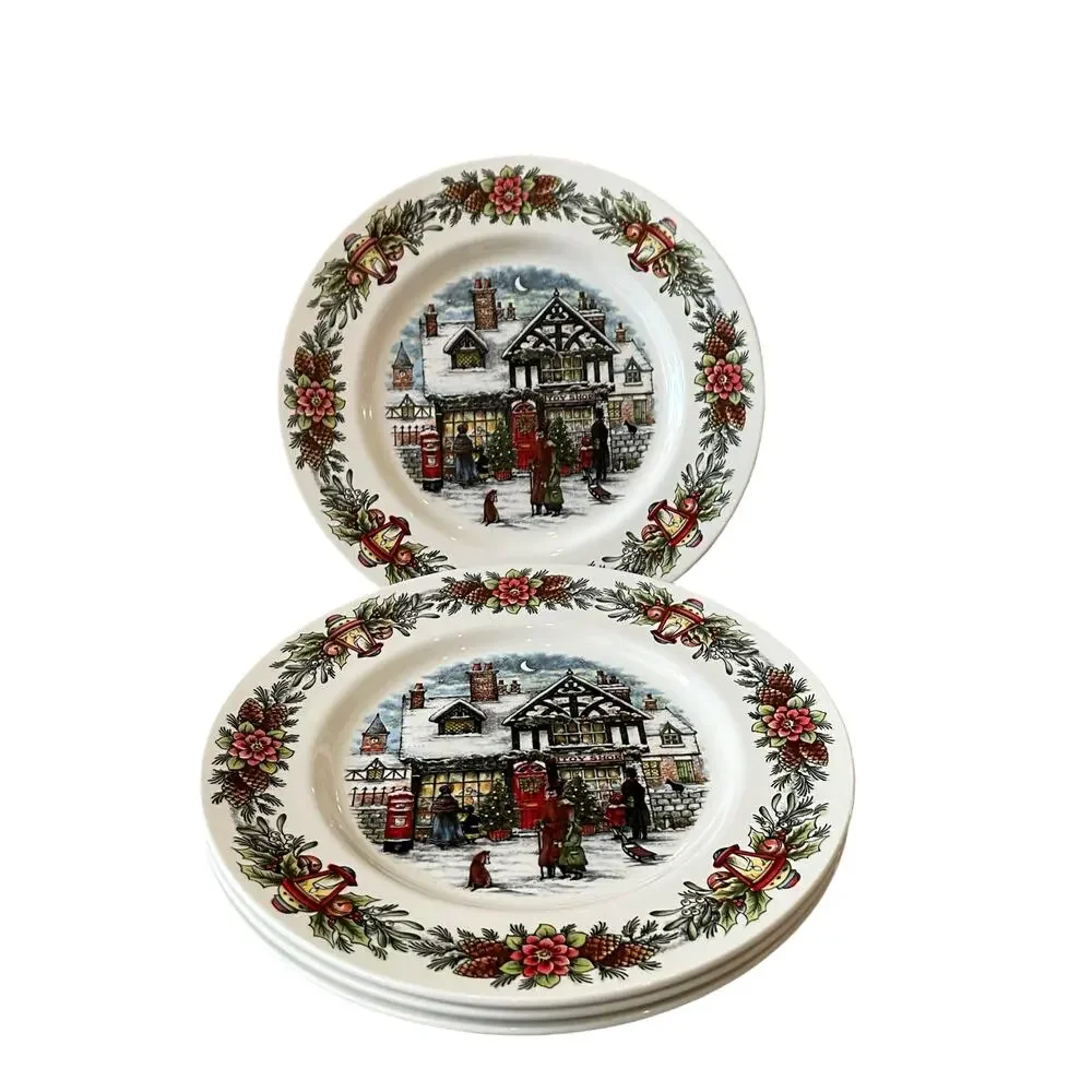 Royal Stafford TOY SHOP Dinner Plate 11in Set of 4 Christmas Holiday New